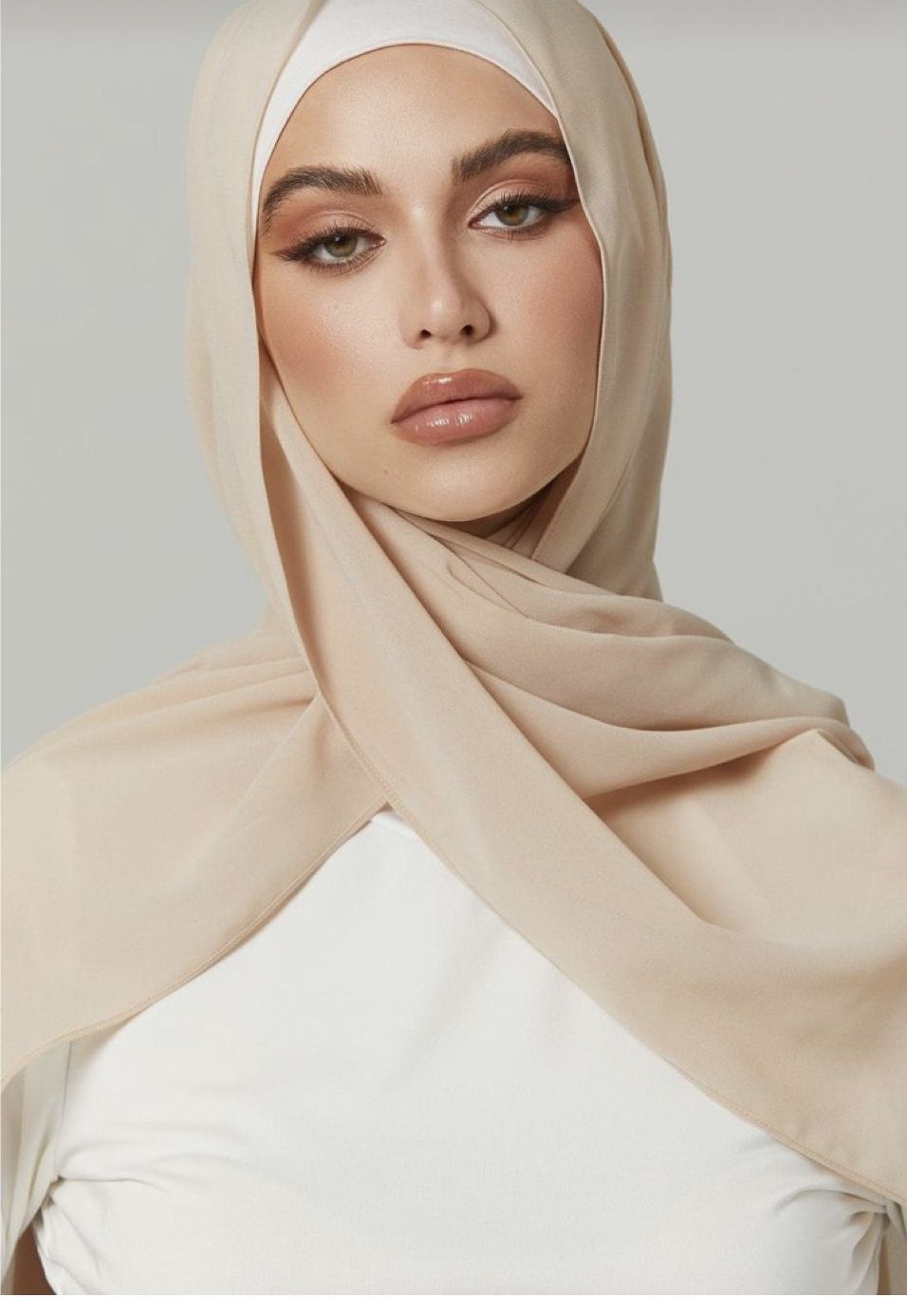 beige crepe hijab