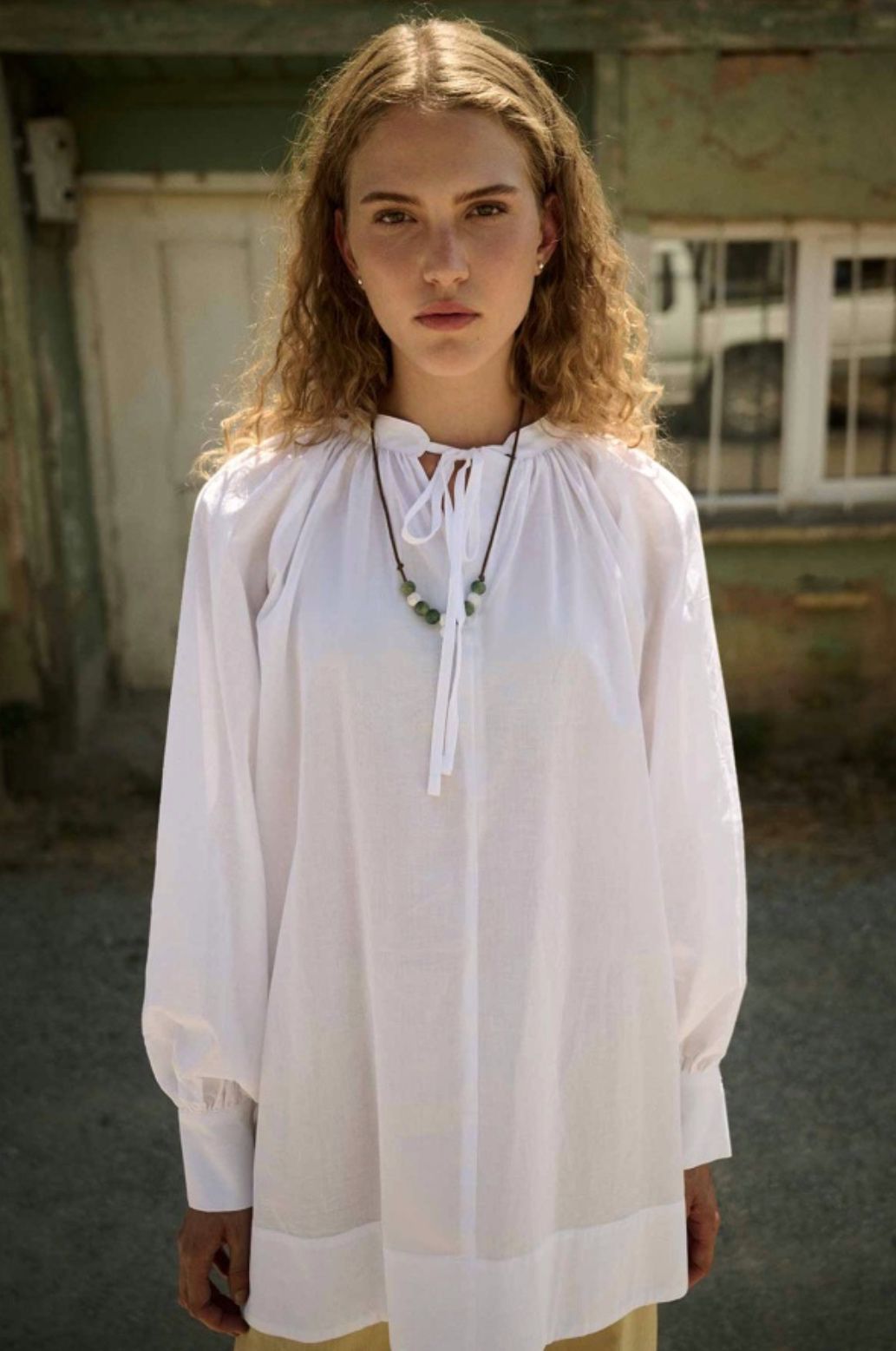 white buffer shirt