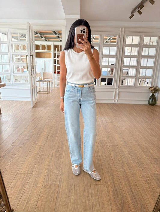 light blue straight jeans