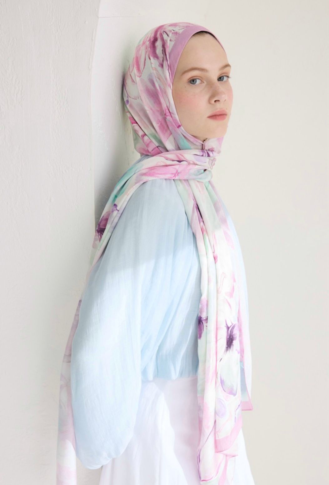 soft flora printed hijab