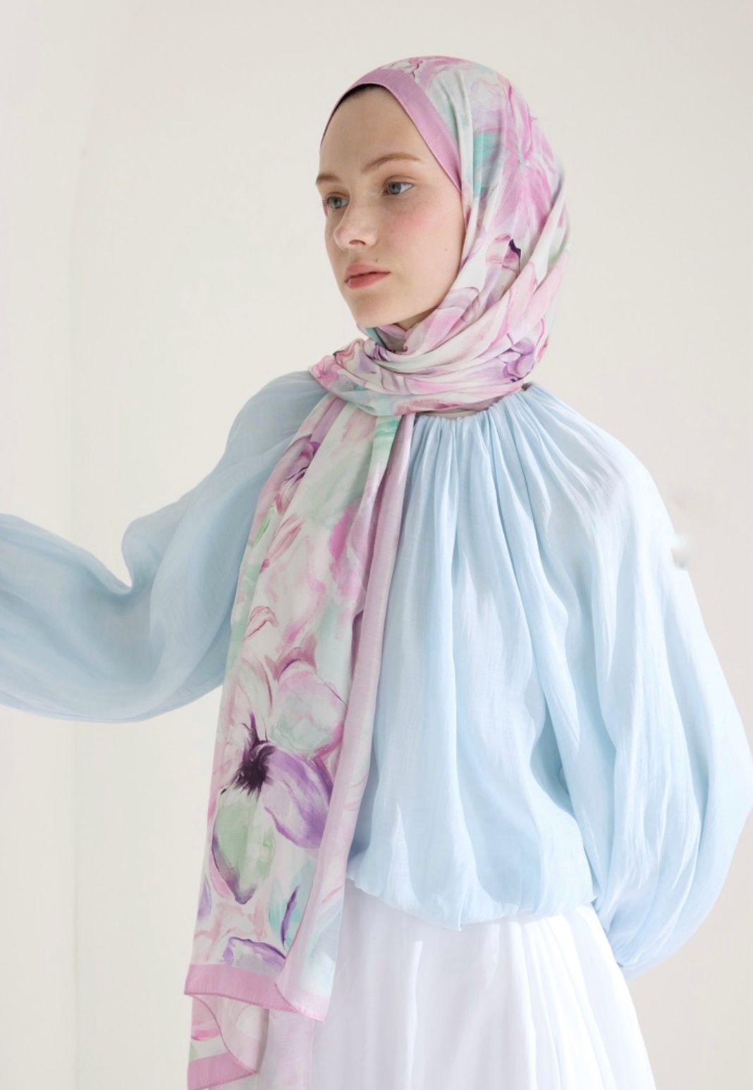 soft flora printed hijab