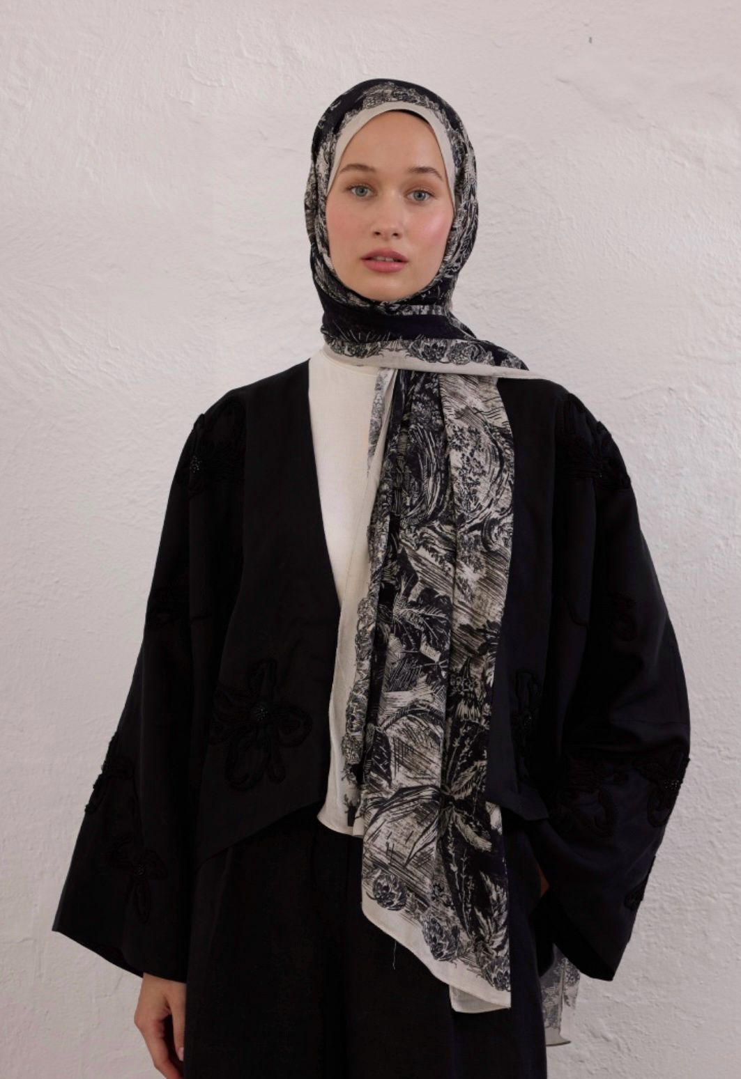 black secret elegance printed hijab