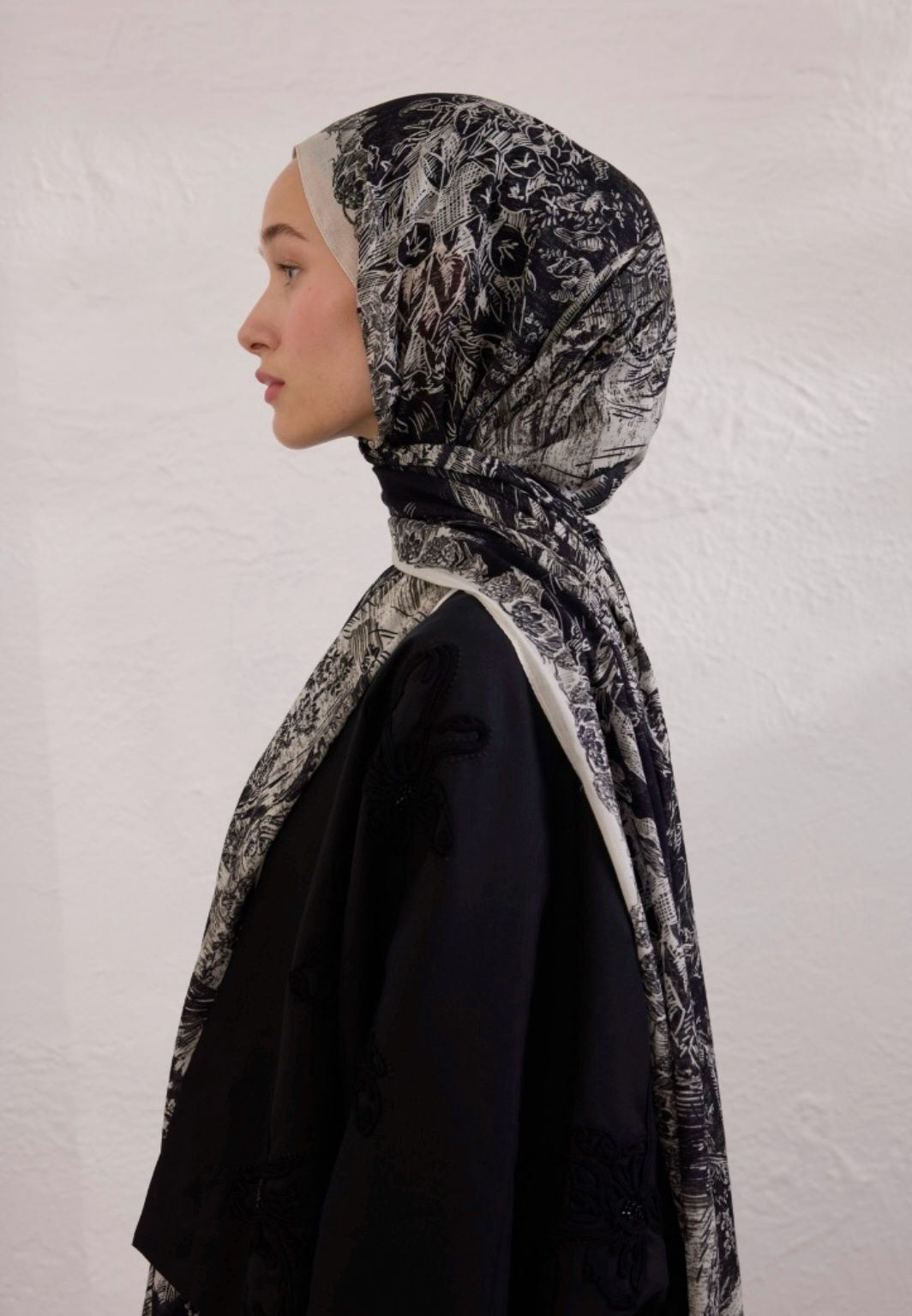 black secret elegance printed hijab