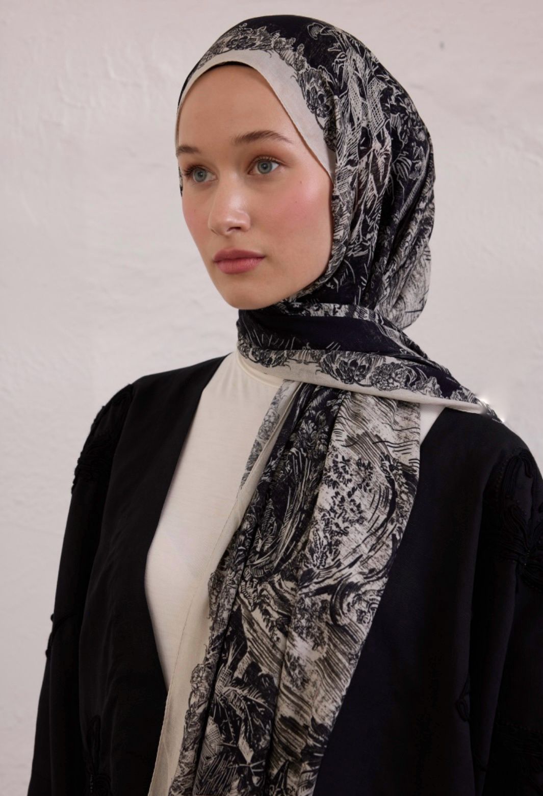 black secret elegance printed hijab