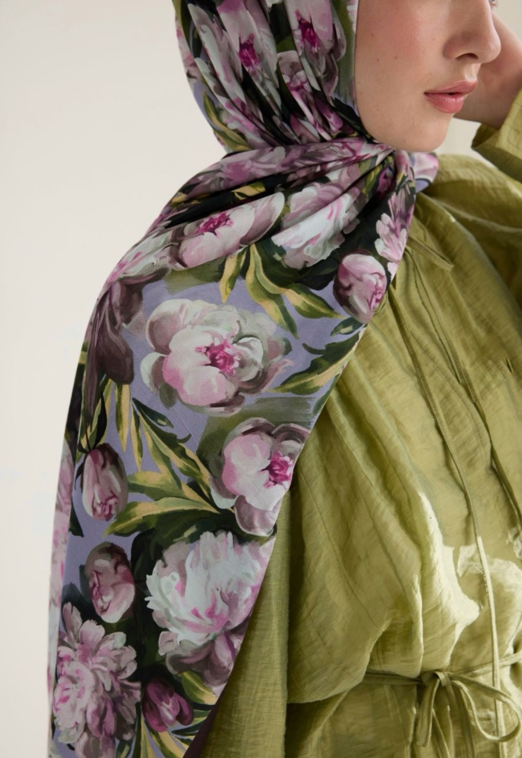 pink lotus printed hijab