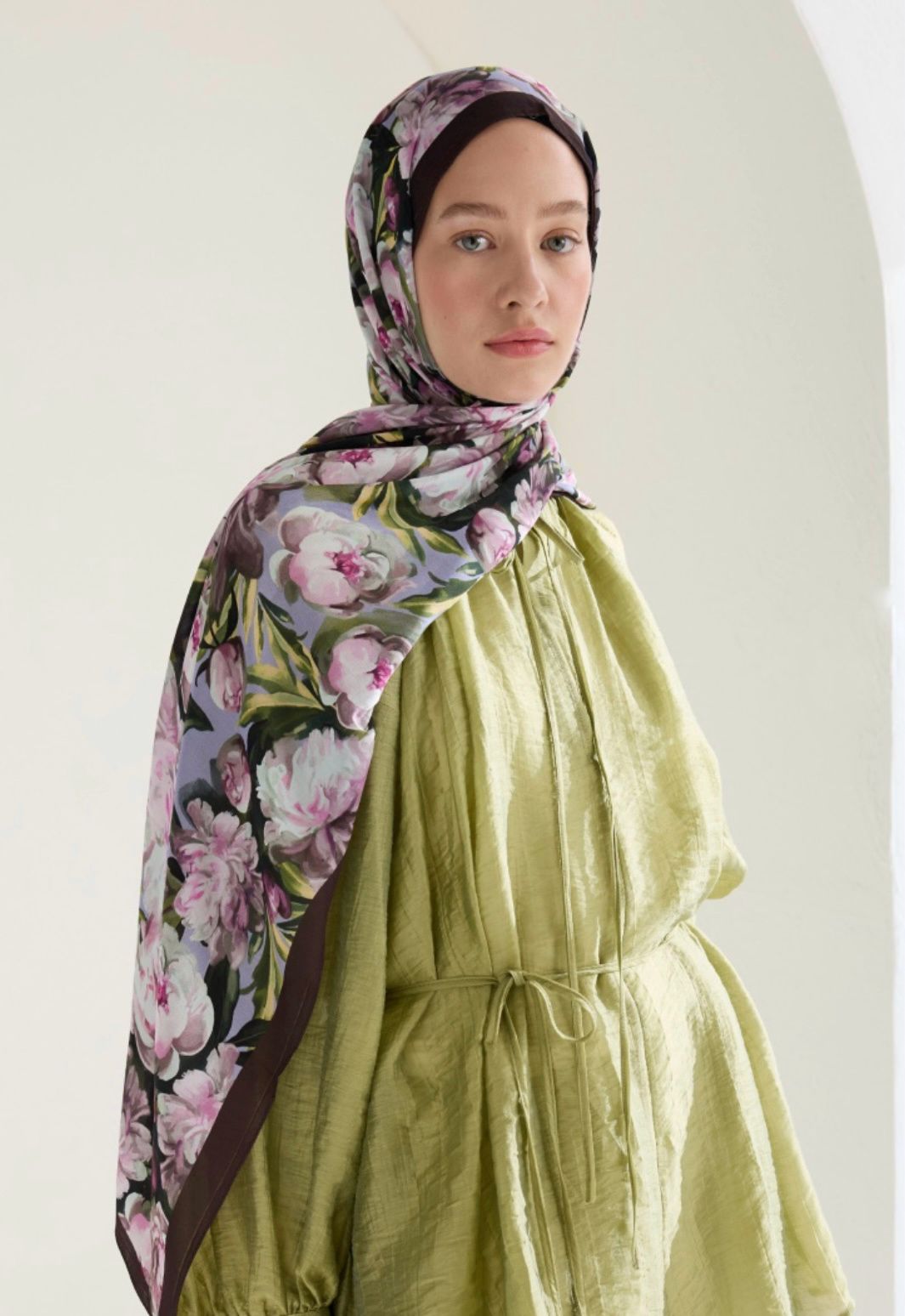 pink lotus printed hijab