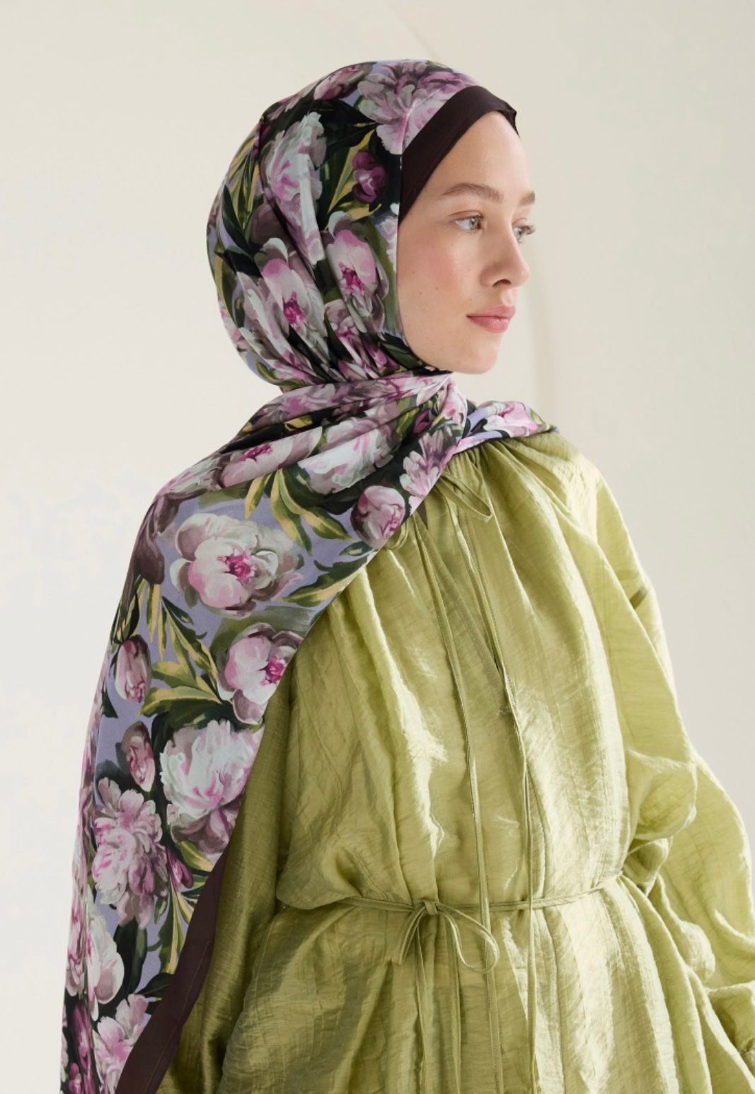 pink lotus printed hijab