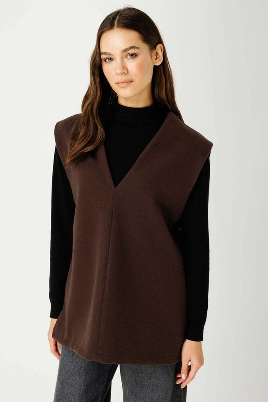 V-wool brown vest