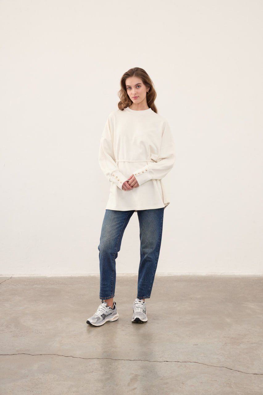 White sweater with buttons