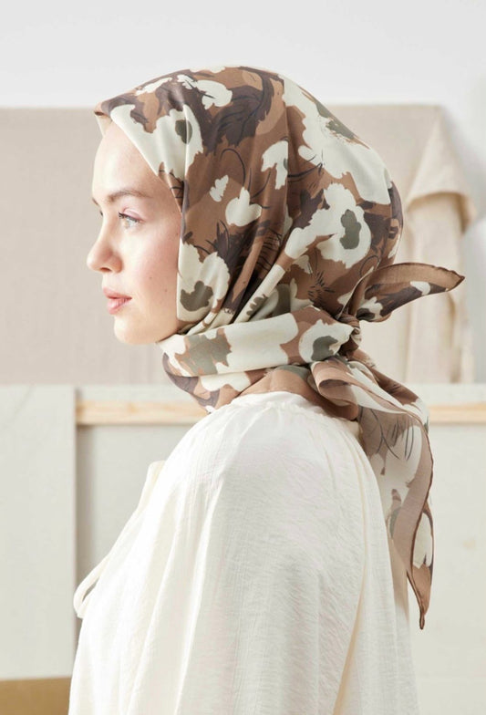 multi flower in camel squared hijab