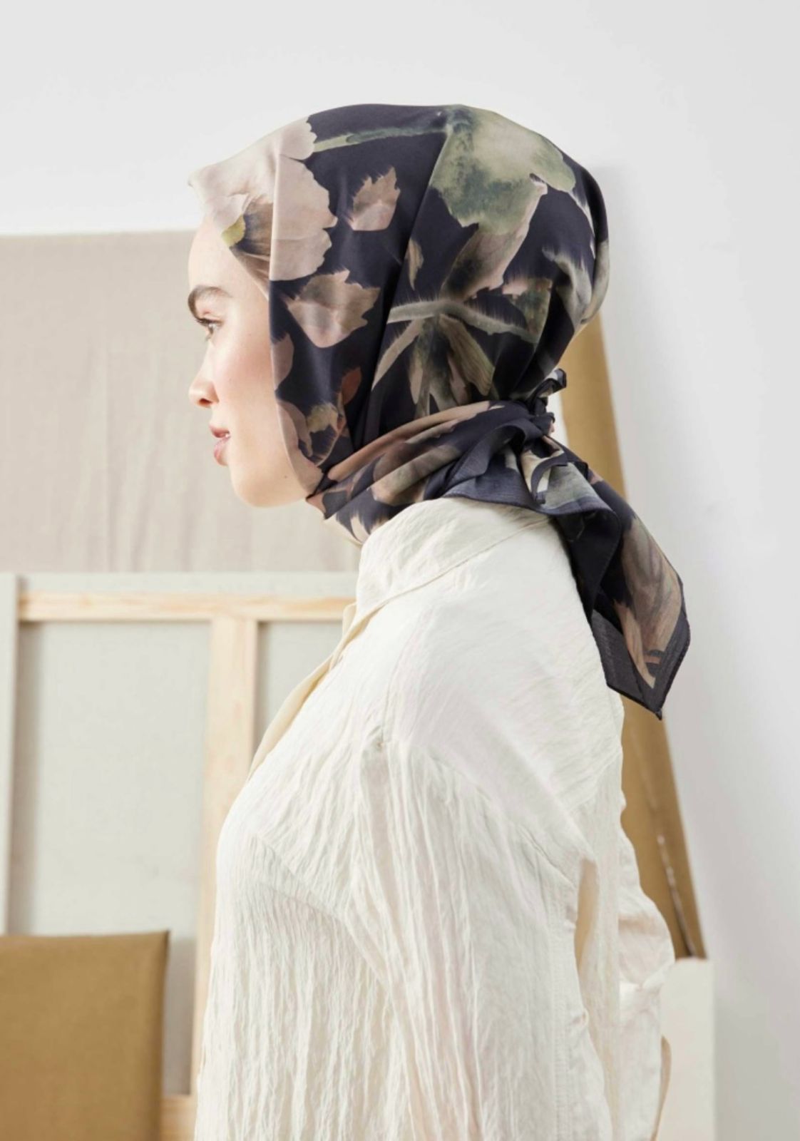 soft garden in navy squared hijab