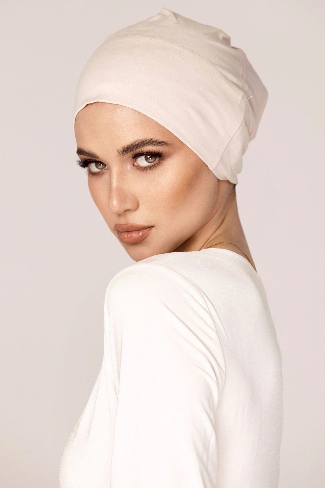 classic beige under hijab cap