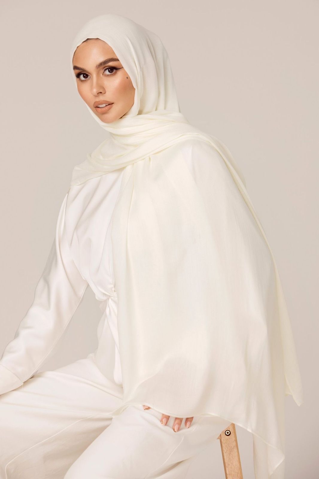 off-white crepe hijab