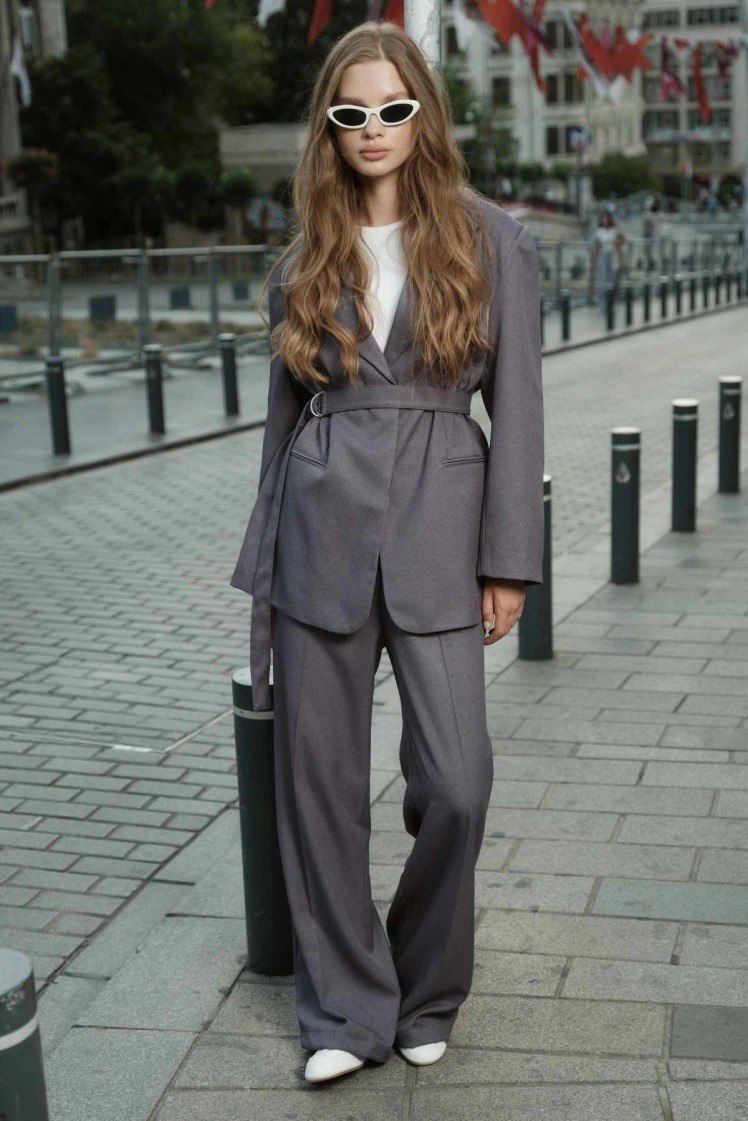 gray blazer set