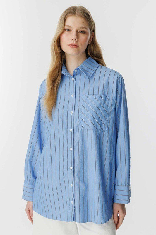 dark blue stripe shirt