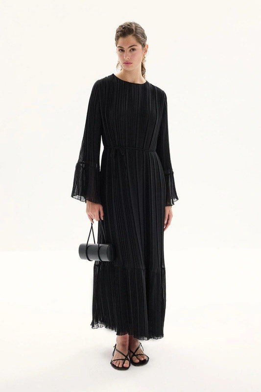 black ruffle dress