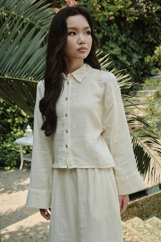 butter yellow skirt set