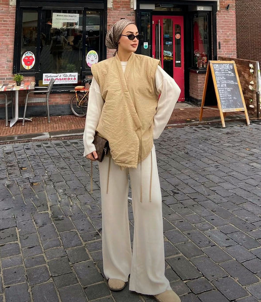 causal beige vest