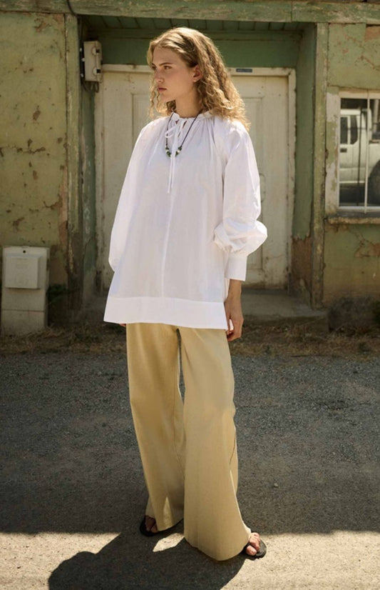 white buffer shirt