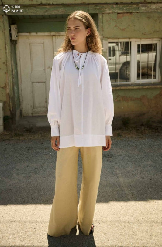 white buffer shirt