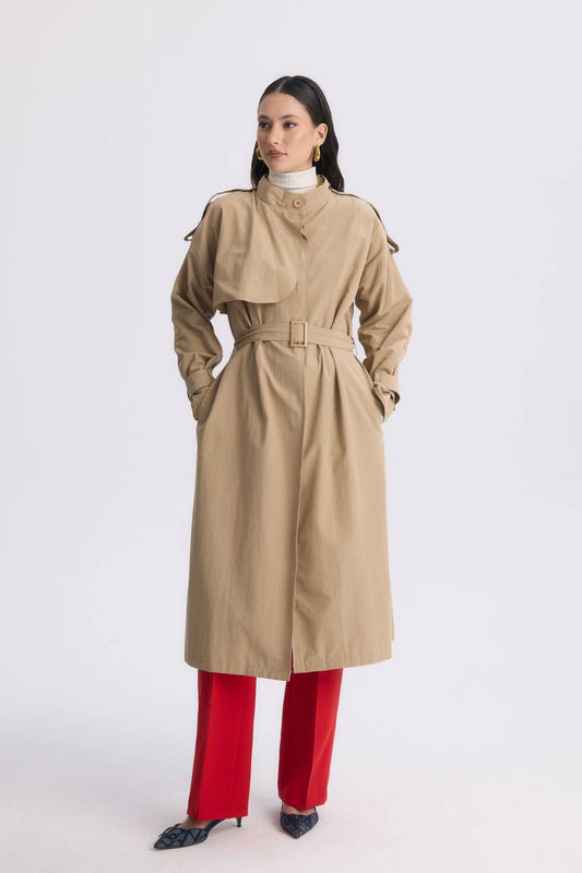 beige trench coat