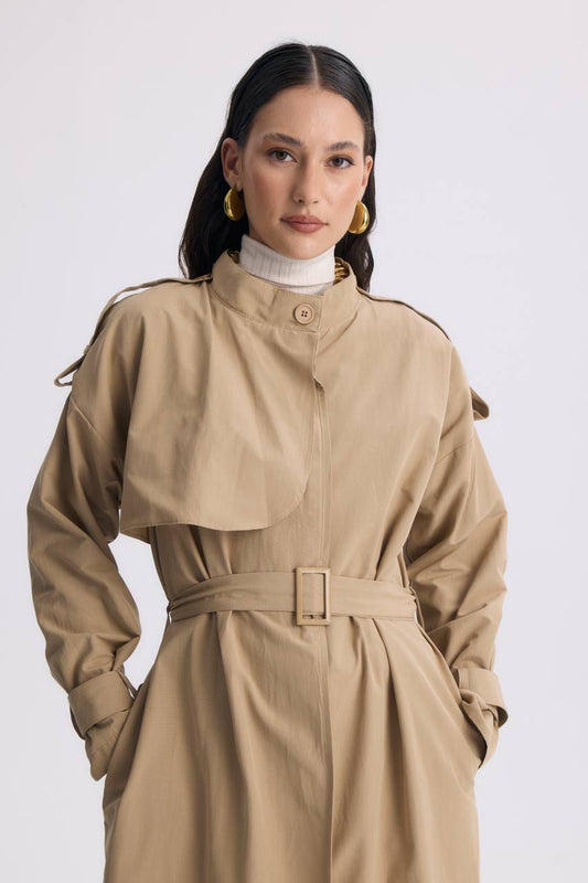 Dark beige trench coat