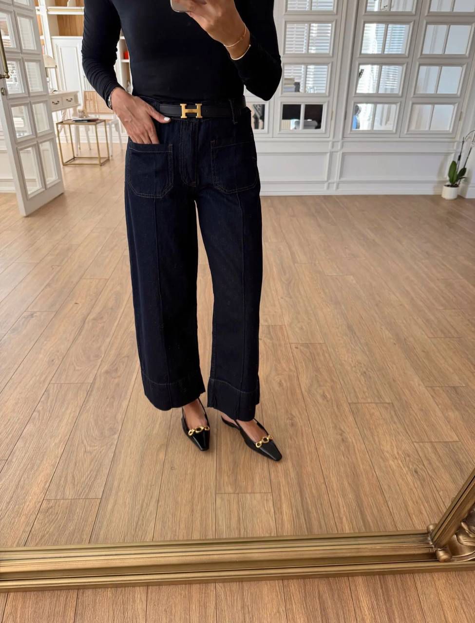 navy short cut jeans