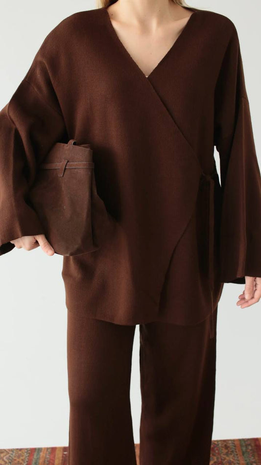 brown soft wool set