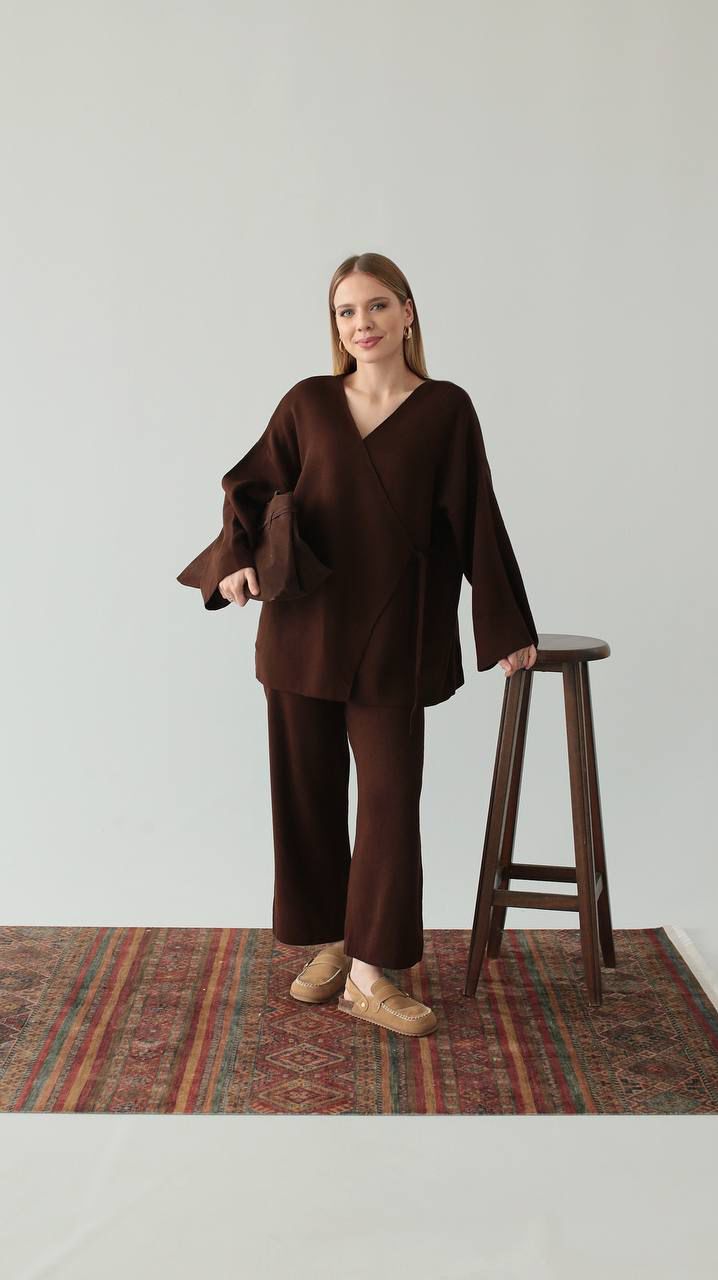 brown soft wool set