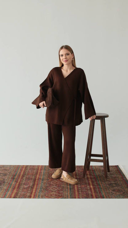 brown soft wool set