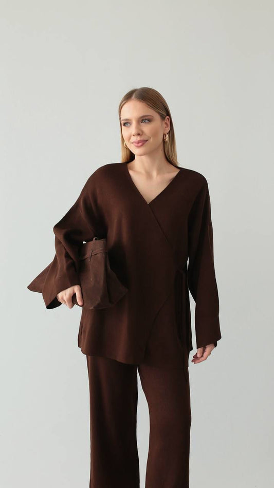 brown soft wool set