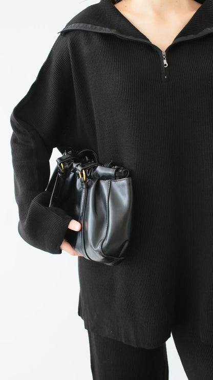 black soft wool set with zip