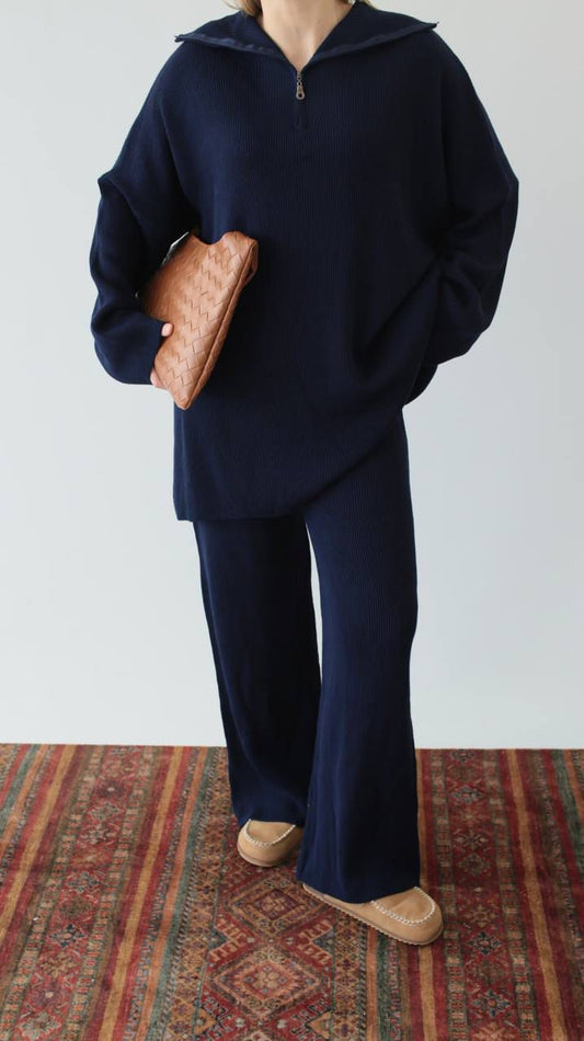 navy soft wool set