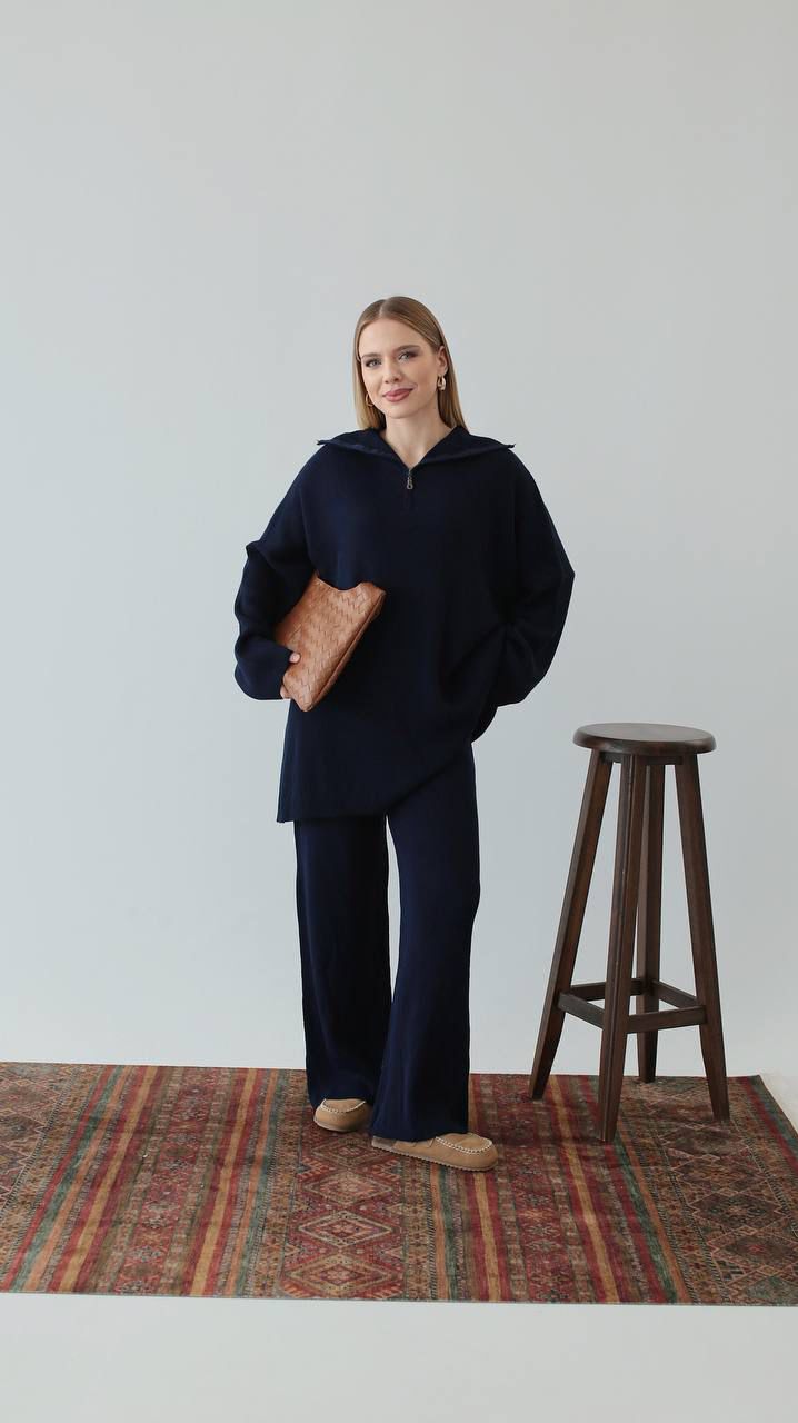 navy soft wool set