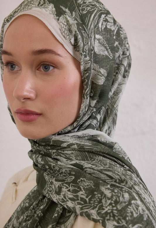green secret elegance printed hijab