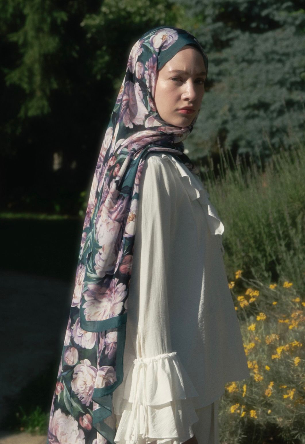 lotus flora printed hijab