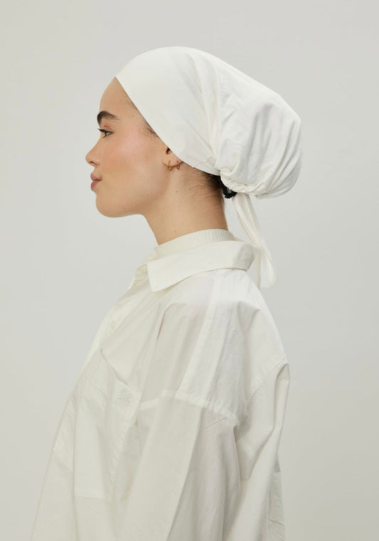 cream underhijab cap with tie