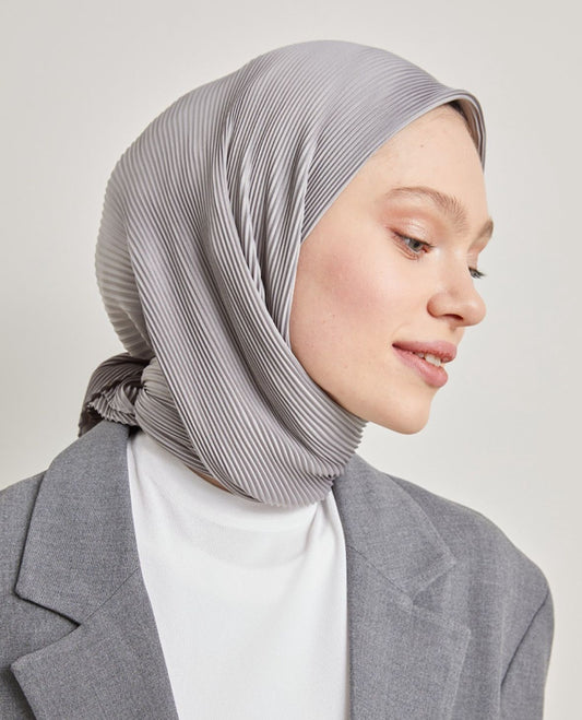 silver gray squared stripped hijab