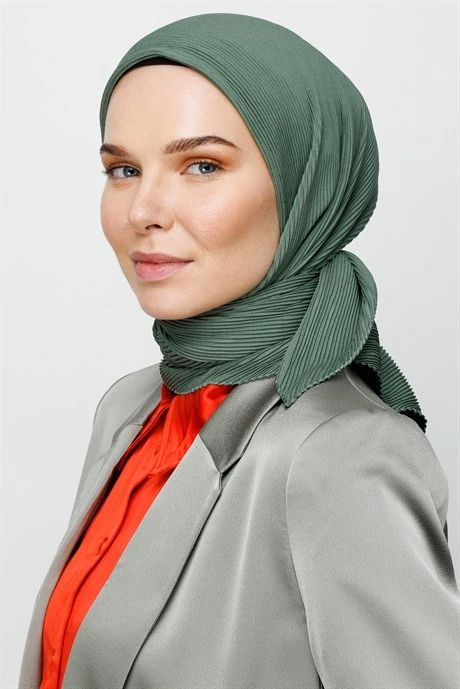 green squared stripped hijab
