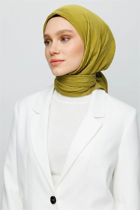 mustard squared stripped hijab