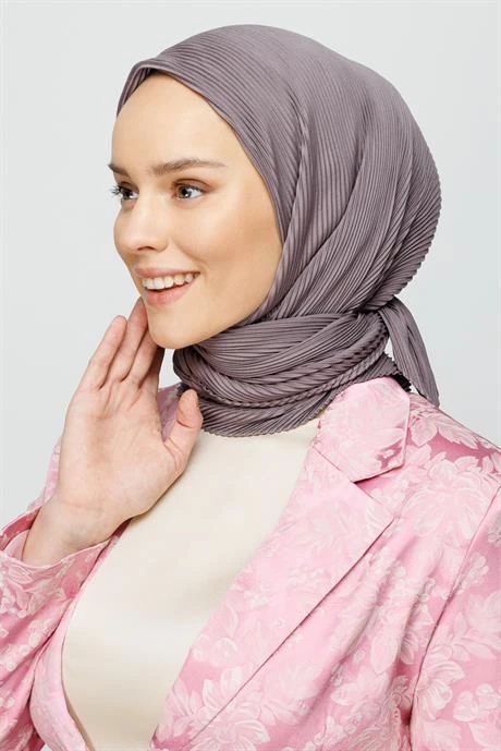 mid gray squared stripped hijab