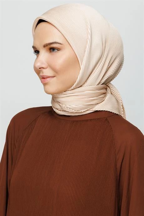 beige squared stripped hijab