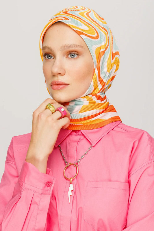 waves squared printed hijab