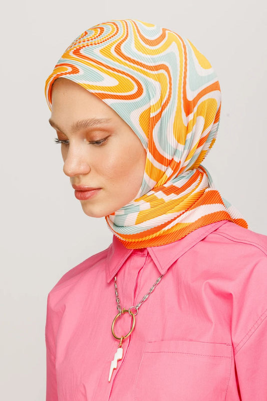 waves squared printed hijab