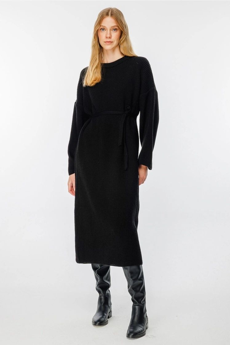Black wool dress