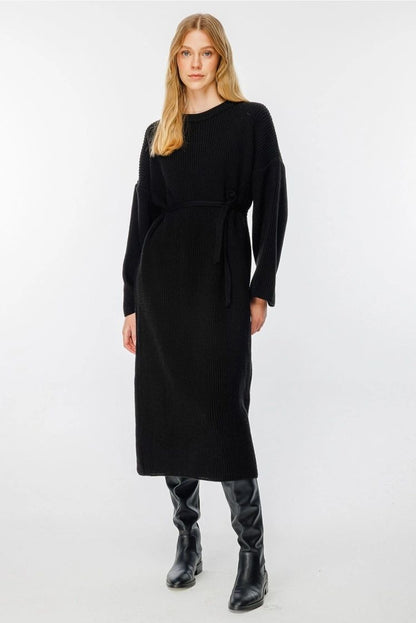 Black wool dress