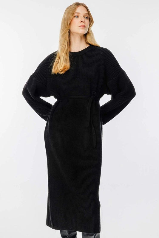 Black wool dress