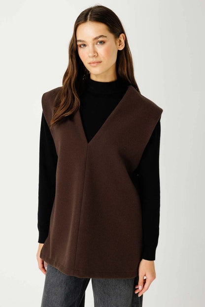 V-wool brown vest