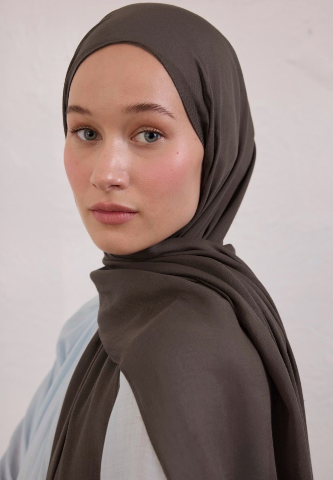 dusty coffee soft linen hijab