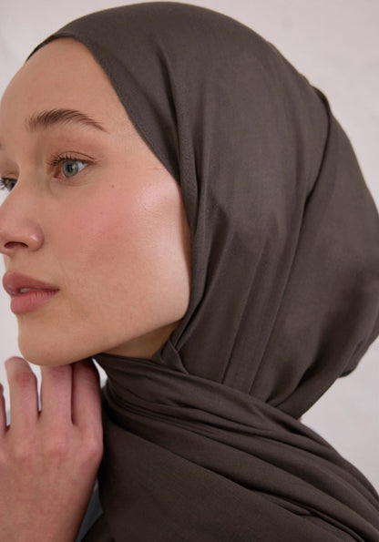 dusty coffee soft linen hijab